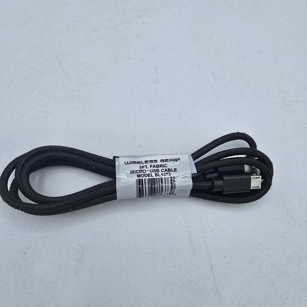 Wireless Gear 3FT Micro USB  Fabric Cable - Black